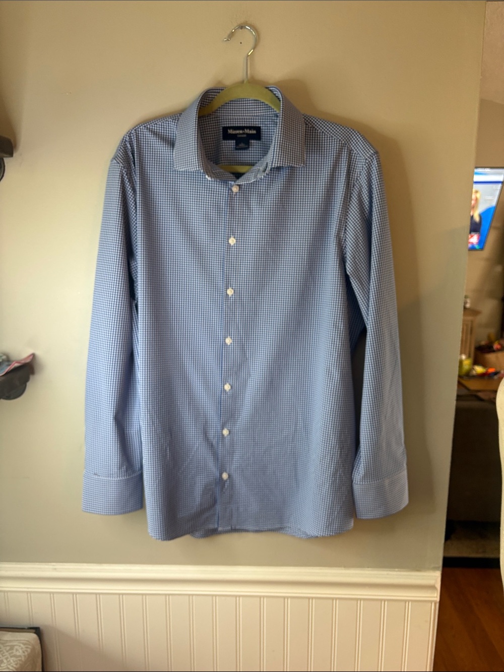 Mizzen + Main  Blue Micro-Check Men's Dress Shirt